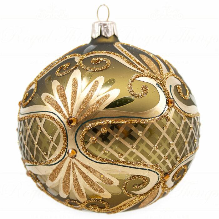 Royal things refined glass christmas bauble ball green gold vera verdi 12464